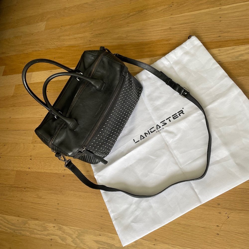 Designer Lancaster Studded Black Leather Purse